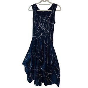 Luna Luz Womens Dress Size Small Black Jackson Pollock Bustle Square Neck